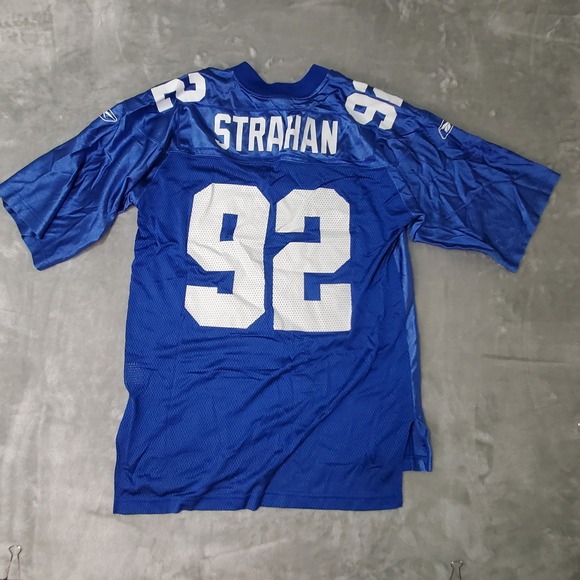 Reebok Michael Strahan New York Giants Jersey 92 Mens Medium Blue NFL Equipment - Picture 2 of 10